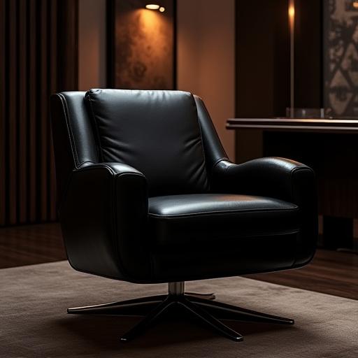Le fauteuil de direction 'Zénith' en cuir noir dans un bureau exécutif.