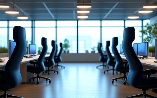 Un bureau d'entreprise moderne équipé de plusieurs chaises ergonomiques.